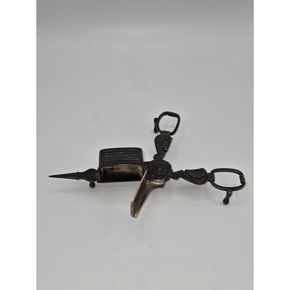 Antique‎ Footed Ornate Candle Snuffer Scissors Wick Cutter Trimmer main image 4